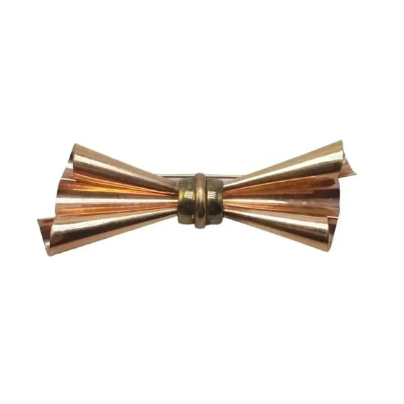 H.S.B. 1/20 12K Gold Filled Bow Brooch Pin Gold Tone Vintage 3 in - Picture 1 of 5